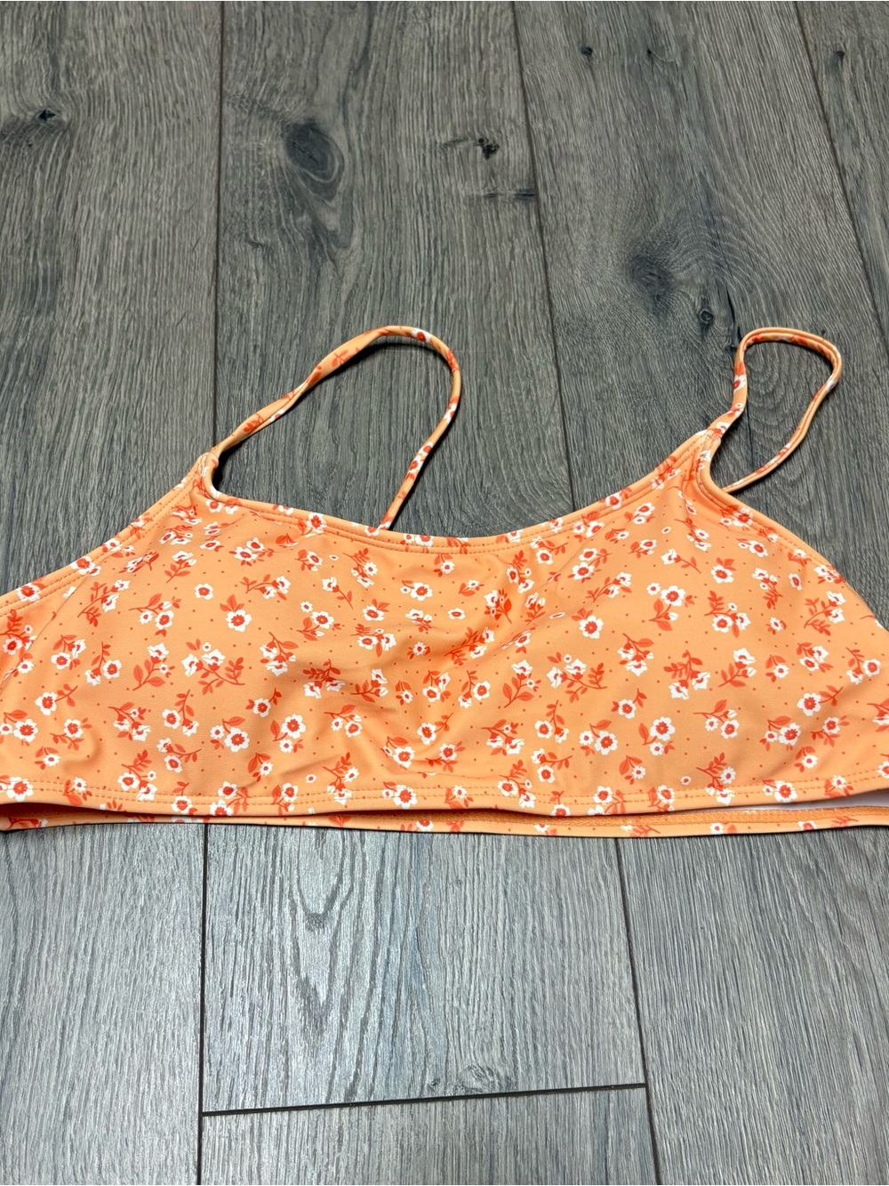 Orange floral large bikini top